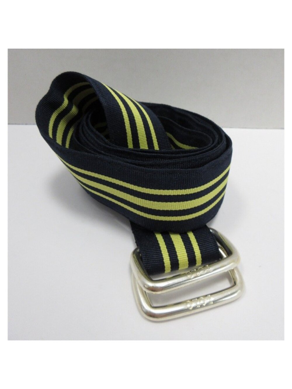 Polo Ralph Lauren Belt Yellow Striped D-Ring Buckle Grosgrain Webbing